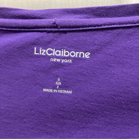 liz claiborne Purple 3/4 Sleeve Size Small Polka Dot Top - Picture 2 of 3